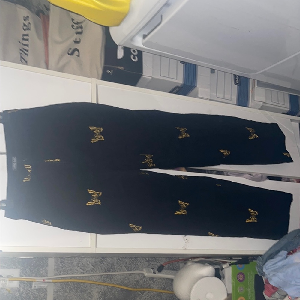 Black Trousers with Gold Accents